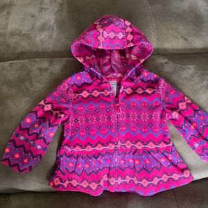 Pink multi stripe fleece zip up